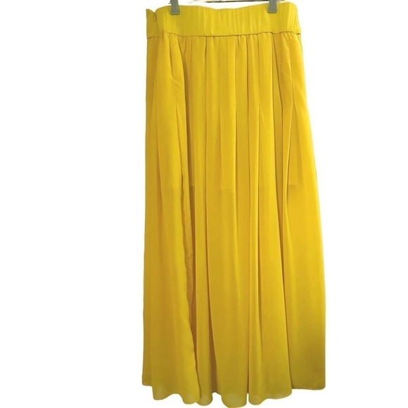 MAEVE Anthropologie Zocalo Yellow Flowy Boho Maxi Skirt Side Slits - Large - Picture 3 of 6